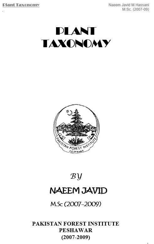 Plant Taxonomy Notes by Naeem Javid Muhammad Hassani - Forestrypedia