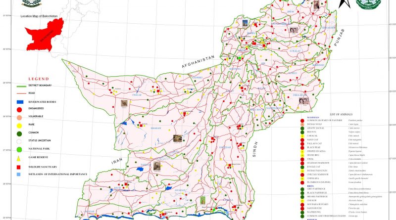 Wildlife Distribution and Status Map of Balochistan - forestrypedia.com